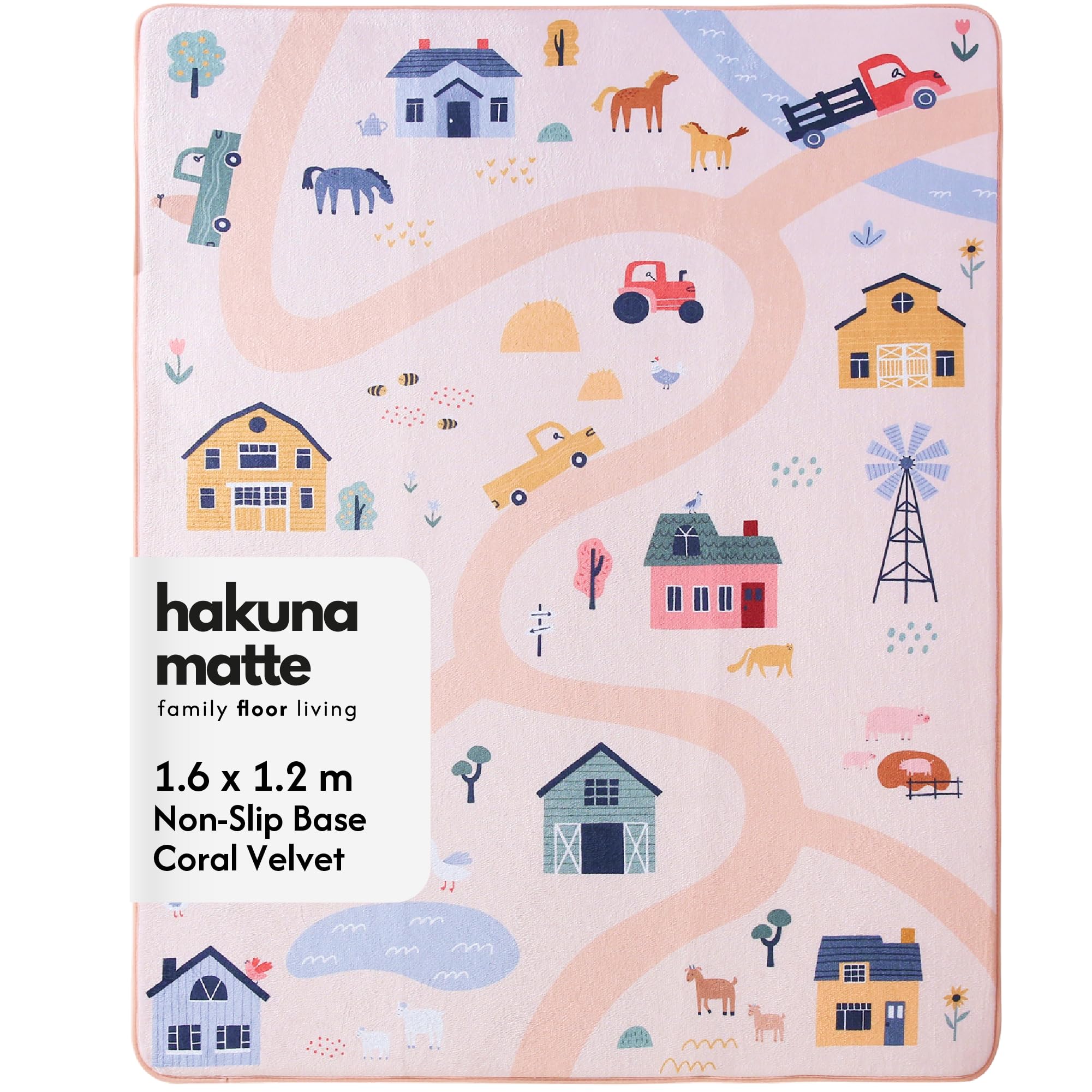 Hakuna Matte Colchoneta Manta Juegos Bebe 160x120x1,5cm, Granja | Tapete Infantil con Memory Foam Manta de Juegos Bebe Antideslizante, Tatami Bebe, Suelos Infantiles