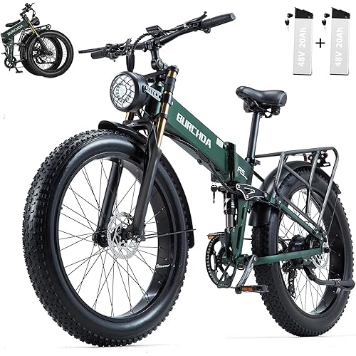 Electric Bike for Adult 1000W 48V 40AH/20Ah Removable Battery Ebike up to150 Miles Long Range 26"Fat Tire All Terrain Off Road Mountain Full Suspension Electric Bicycle,Adjustable Stem,UL Certified