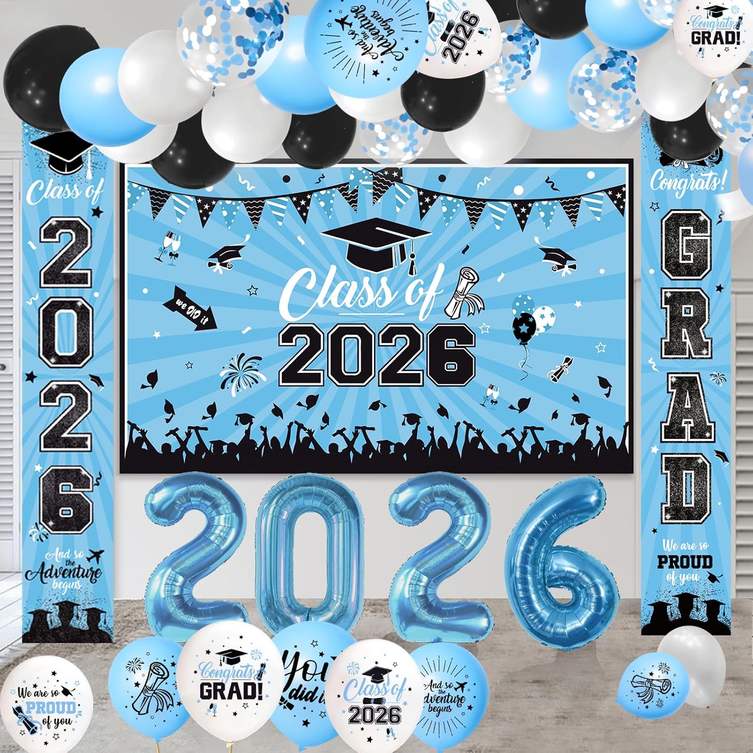 Light Blue Graduation Decorations 2026 Class of 2026 Banner Grad Party Decorations 2026 Class of 2026 Decorations 2026 Graduation Decoration