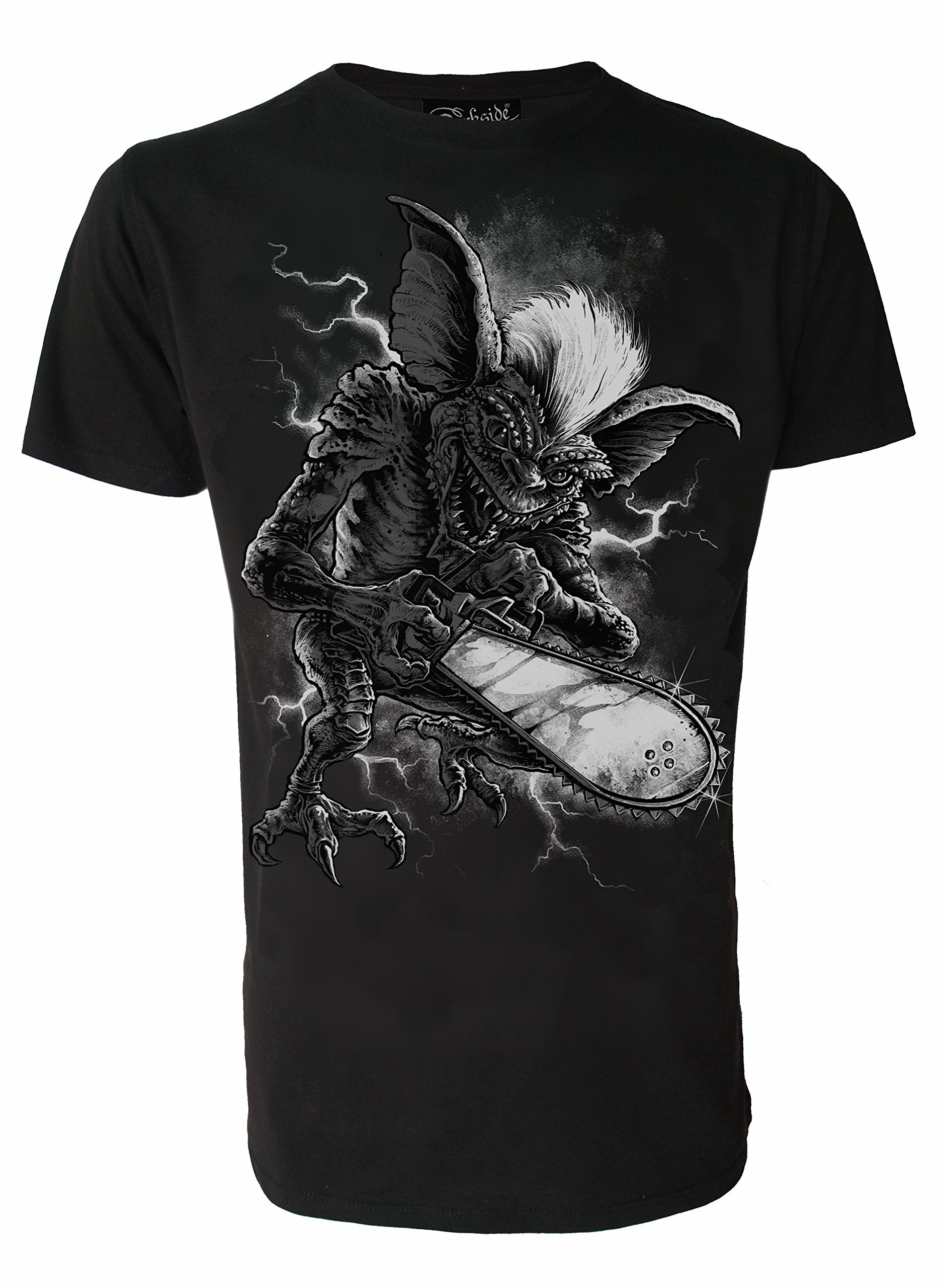 Gremlin Genuine Darkside Mens Horror Chainsaw Stripe Film T Shirt Large Black