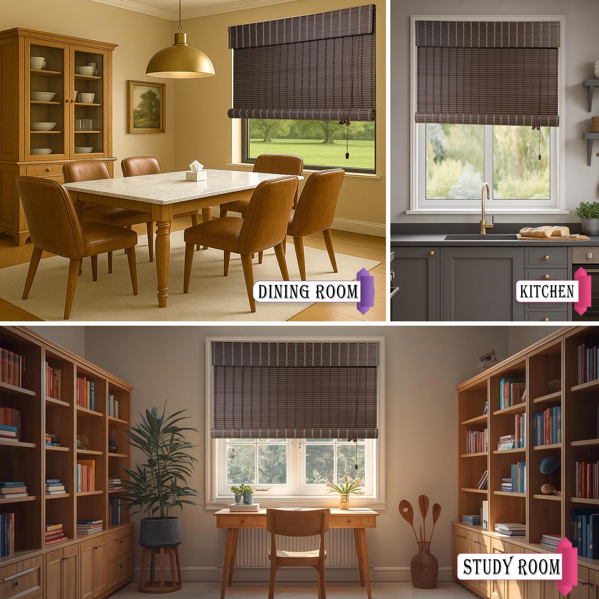 Mr.Chickwala Light Filtering & Cooling PVC Exterior & Interior Window Blind for Balcony and Outdoor Area - Sun Shade, Heat Reducing, Rain Resistant Choclate Brown (4Feet X 7Feet) 1