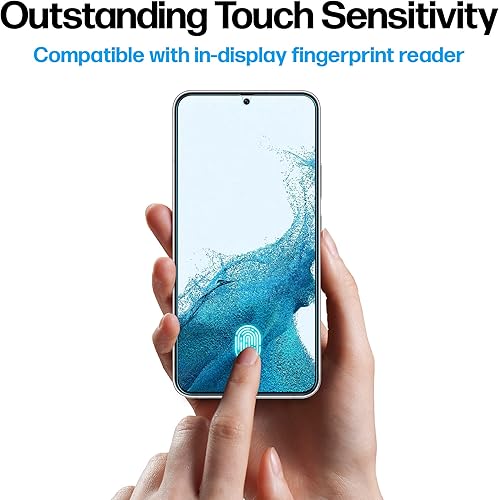 Miniatura 6 de Power Theory Protector de pantalla diseñado para Samsung Galaxy S22 5G, vidrio templado dureza 9H, kit de fácil instalación, 99% HD libre de