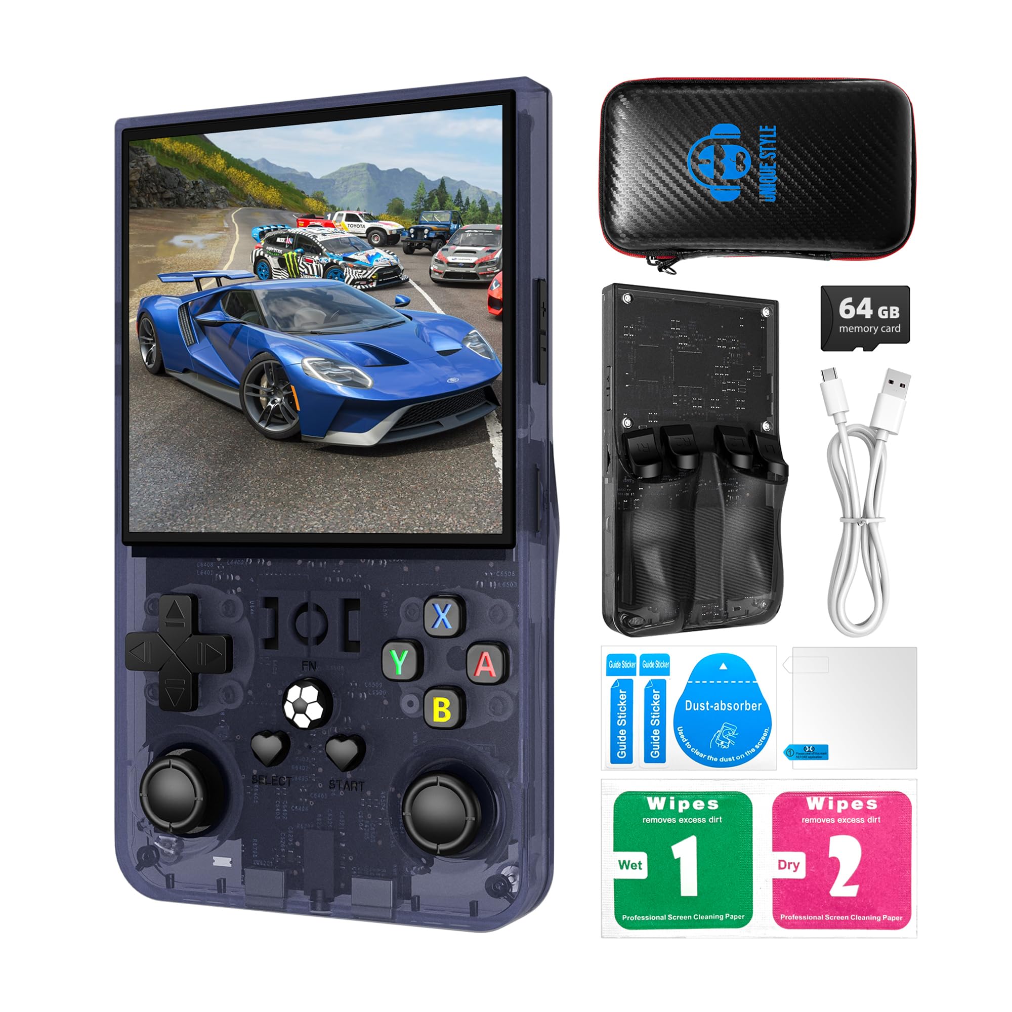 Retro Handheld Game Console, 4.0 Inch 720x720 IPS Screen, 64GB Built-in 5000+ Classic Game, Portable Hand Held Open Source Linux System, 4000mAh Battery Retro Gaming Console(Gray 64GB)