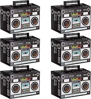 Novelty Boom Favor Boxes 80s Boombox Decorations 1980s Theme Pparty Decorations Boom Box Party Favors Hip Hop Party Decorations Prop Radio Decorations for Retro Hip Hop Theme Party (6 Pieces)