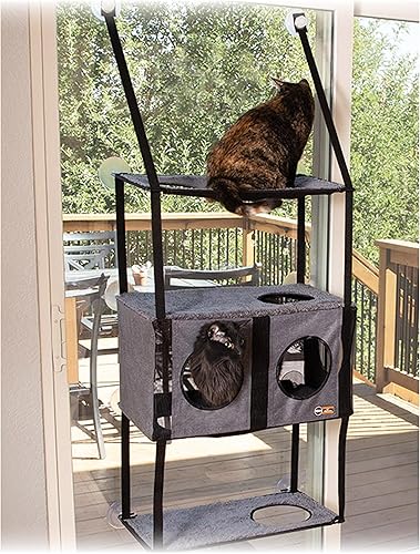 K&H Pet Products EZ Mount Penthouse Townhouse - Muebles para gatos y gatos con 4 estantes