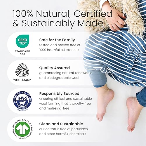 Miniatura 3 de Woolino Bolsa de dormir 4 temporadas para bebé con pies, lana de merino o saco, 0  3 años, 6 - 18 meses, Panda