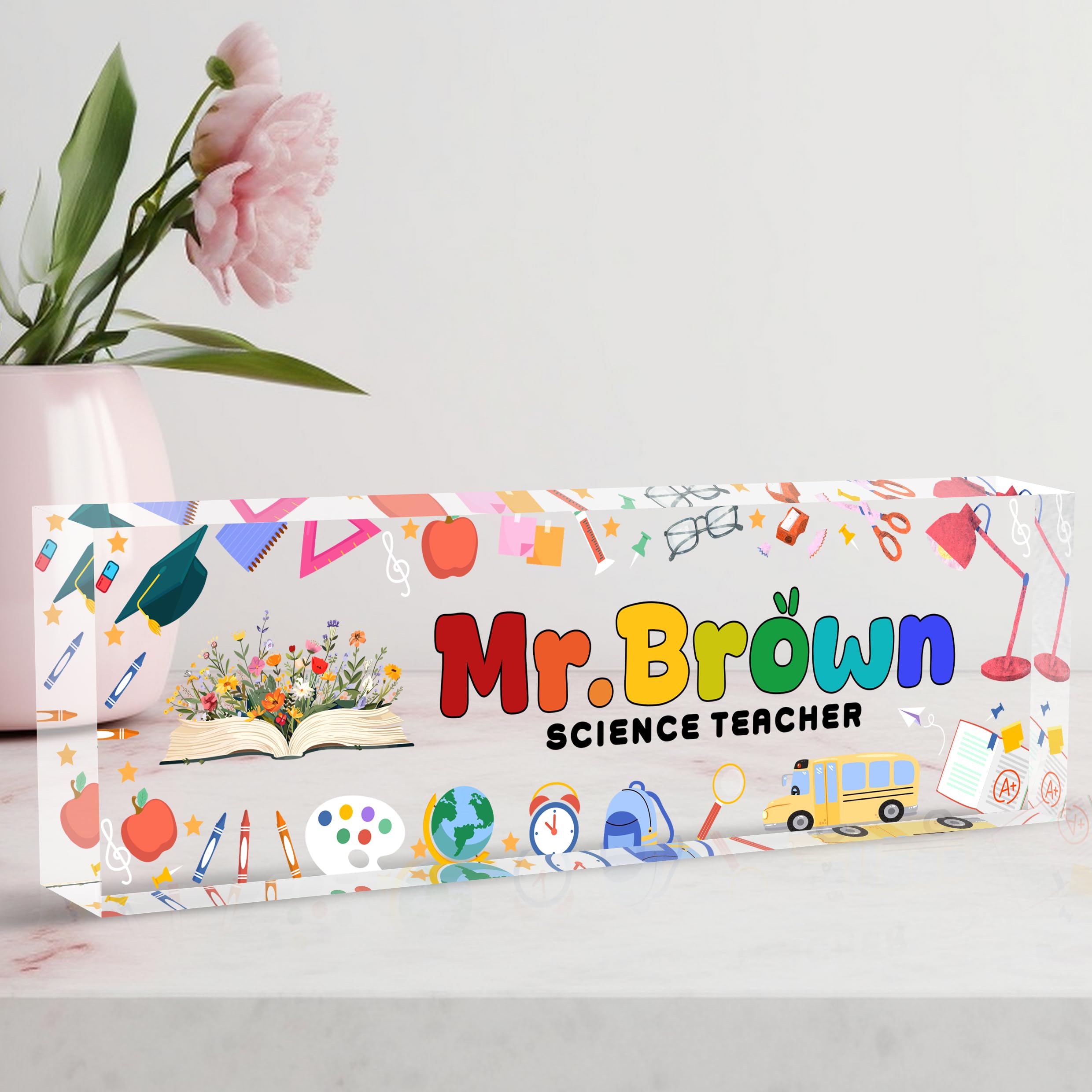 Aeekdook Custom Desk Name Plate Personalized, Acrylic Name Plate for Desk, Office Desk Decor for Women and Men, Employee Appreciation Gifts Office