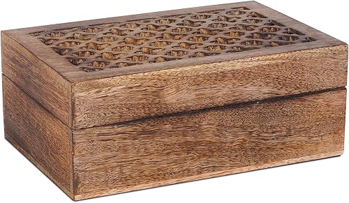 Miniatura 2 de Caja decorativa de madera de mango blanco envejecido con tapa, caja de recuerdo grande "Trellis ", caja decorativa hecha a mano con tapa para usar