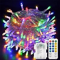 Vista 12 de Paquete de 2 luces de hadas que funcionan con pilas, 200 LED de 66 pies, alambre plateado, luces estrelladas, temporizador automático, 8 modos