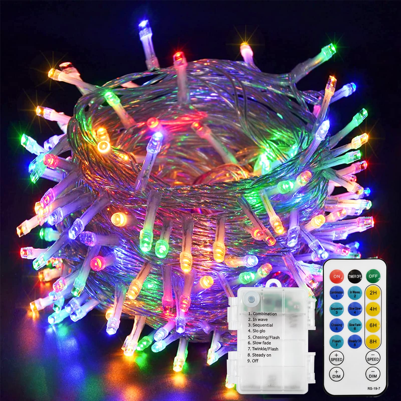 echosari Christmas String Lights 10M Fairy Lights Battery with Remote Multicolor — image 1