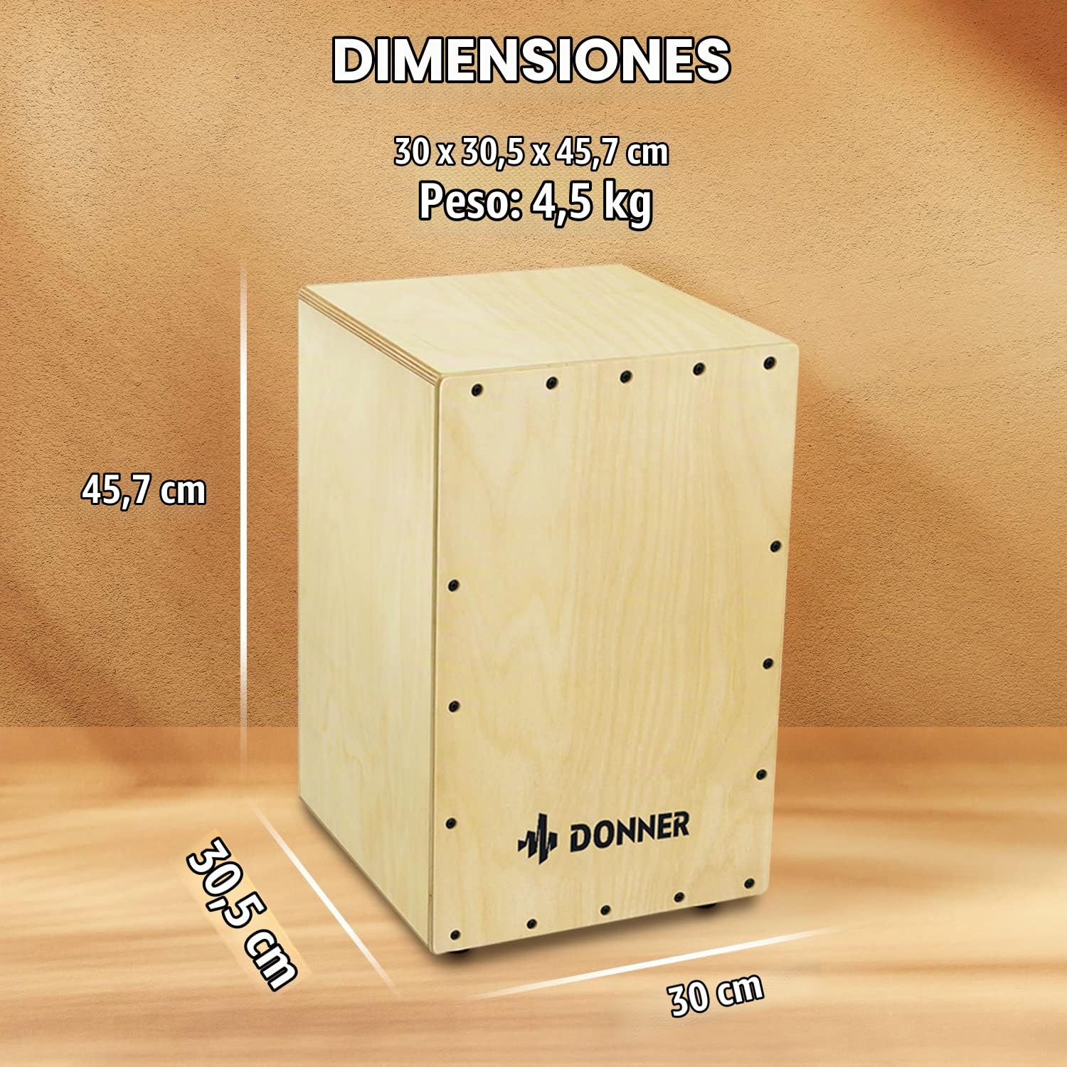 Donner DCD-1 Cajon Drum Box - Caja de tambor de madera de abedul