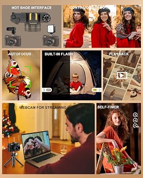 4K 75MP Digital Camera with WiFi, 3