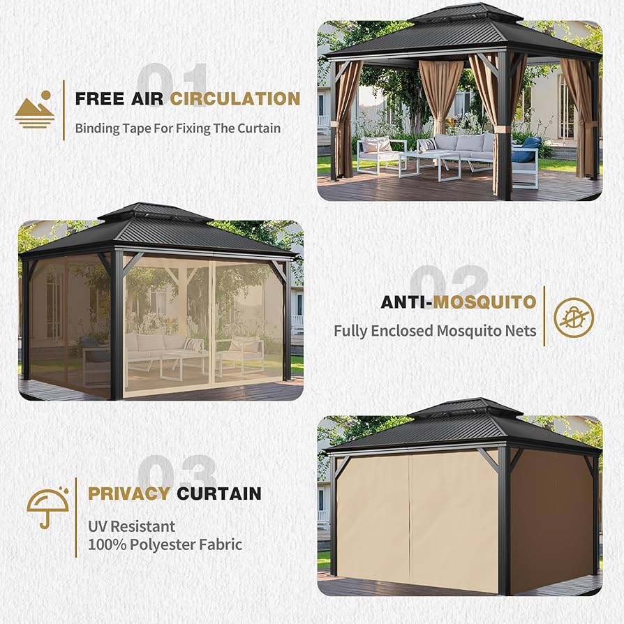 Amazon.com : Devoko 10X13 FT Hardtop Gazebo Double