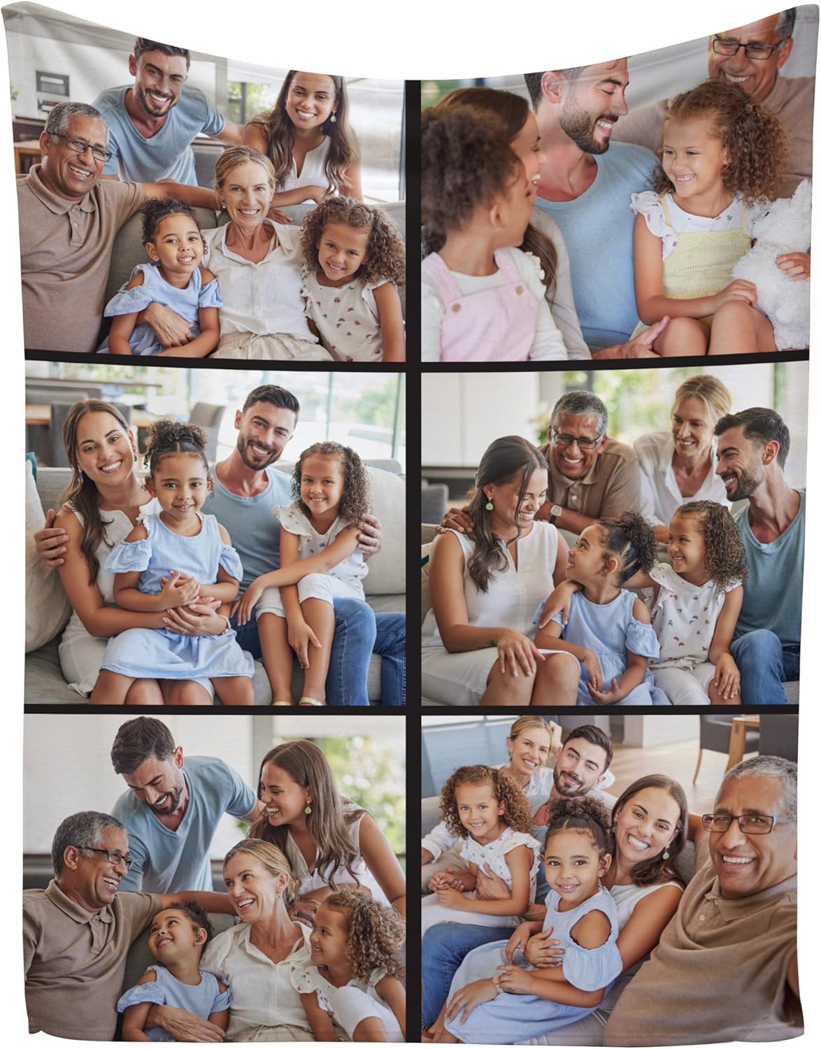 Prints Next Day - Custom 6-Photo Fleece Throw Blanket – 60" x 80" Soft Personalized Blanket for Weddings, Anniversaries, Birthdays & Holidays – Premium Printing in The USA