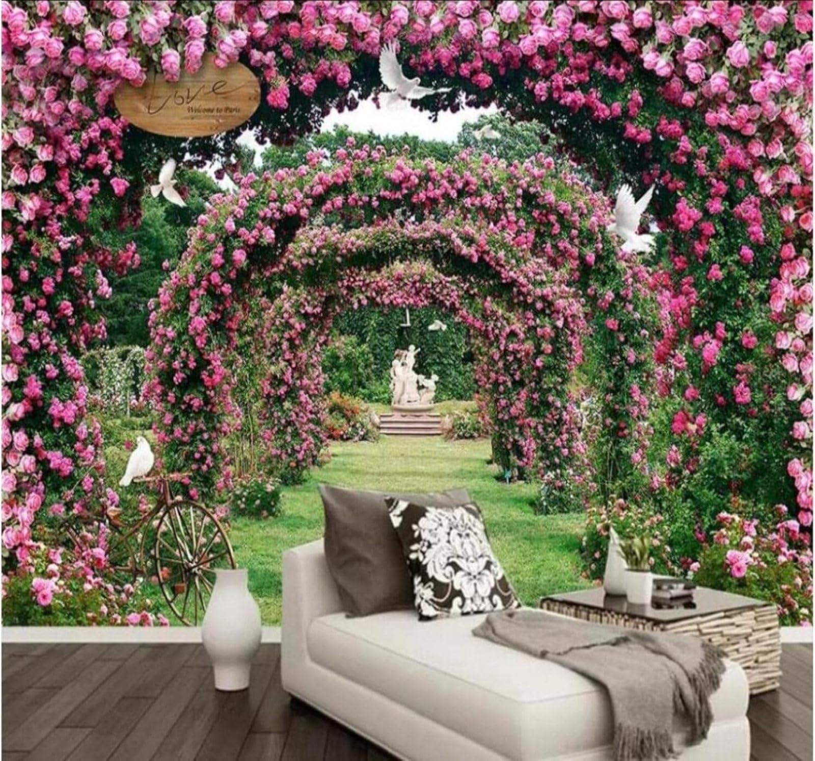 XLMING Three Dimensional Roses Vines Corridor Spatial Extension 3D Wallpaper Luxury Home Dining Decor Paste Sofa Living Room The Wall for Bedroom Mural-200cm×140cm