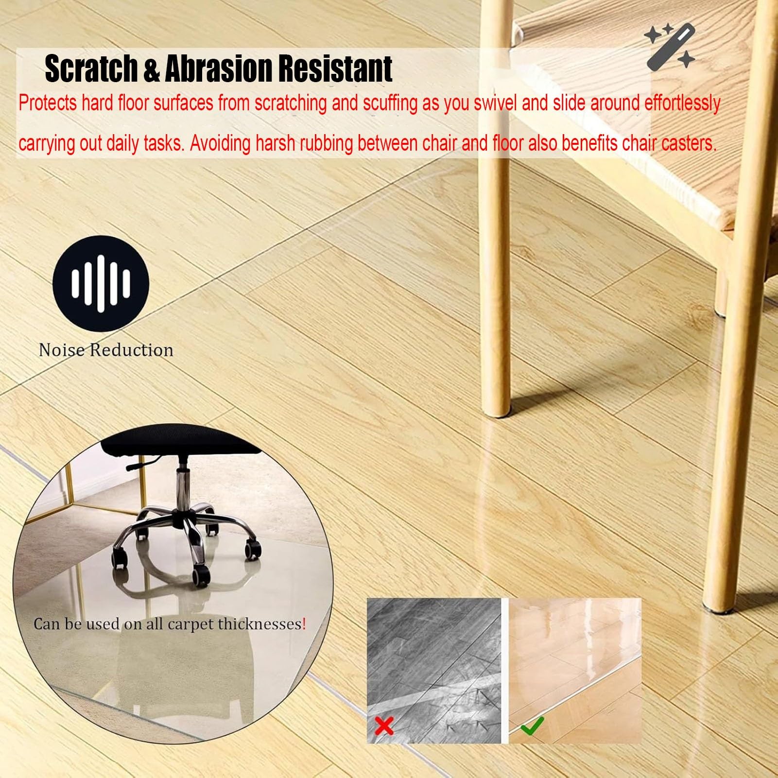 Transparente Läufermatte, „Rutschfester, transparenter Vinyl-Bodenläufer 12 Fuß – 2 x 12 Fuß großer Teppichschutz für Hartholzböden, Eingangsbereich und Wohnzimmer, zuschneidbare Kunststoff-
