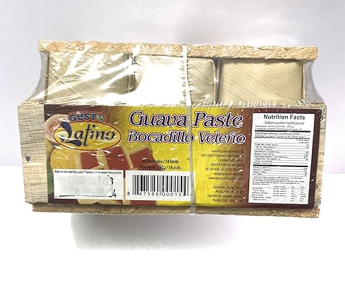 BOCADILLO VELENO DE GUAYABAPASTA DE GUAYABA 18 Unidades 19.40 oz 19.4 Oz en caja de madera envuelta en su hoja tradicional importado de Colombia