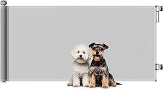 PawHut Retractable Stair Gate for Dogs, Extra Wide Dog Gate Extends Up to 180 cm Wide, 86.5 cm Tall, for Doorways, Stairways, Hallways, Indoor and Outdoor, Grey