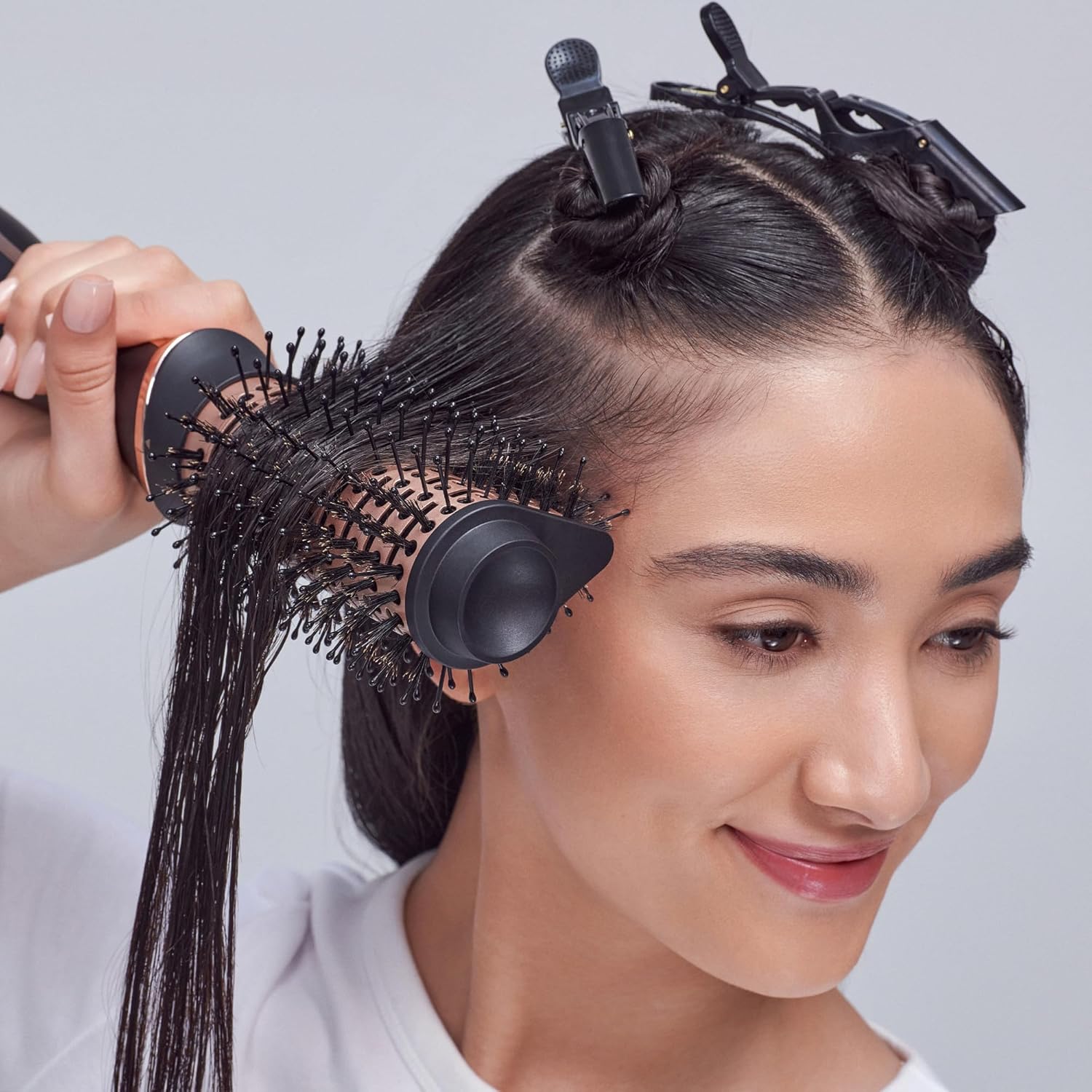 KISS Volume & Style Boosting 2-in-1 Air Brush, Interchangeable Ceramic Waterdrop & 1.5” Round Brush Head, Maximum Root Boosting Hair Dryer, 4 Heat Settings, Tangle-Free Bristles, 360° Swivel Cord