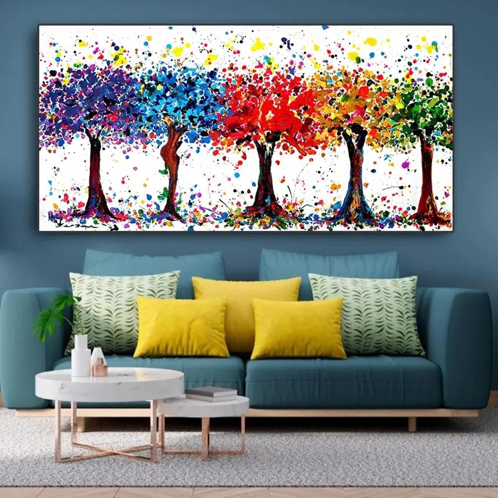 Peinture d'arbre colore abstrait tableau emotion pour decoration murale - 8