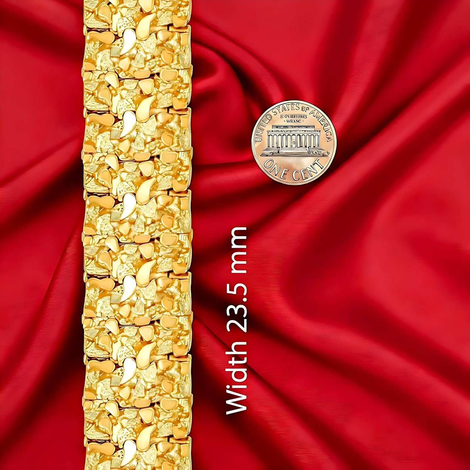 LIFETIME JEWELRY 23mm Rugged Nugget Link Bracelet for Men and Women 24k Gold Plated - Image 6