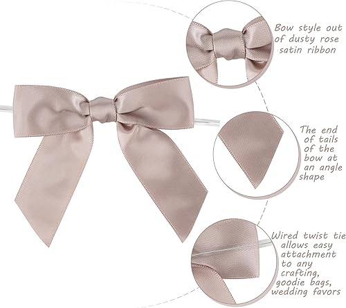 Vista 216 de AIMUDI Lazos giratorios para bolsas de golosinas de 3.5 pulgadas, lazos de satén azul turquesa para manualidades, lazos prefabricados con lazos Azul