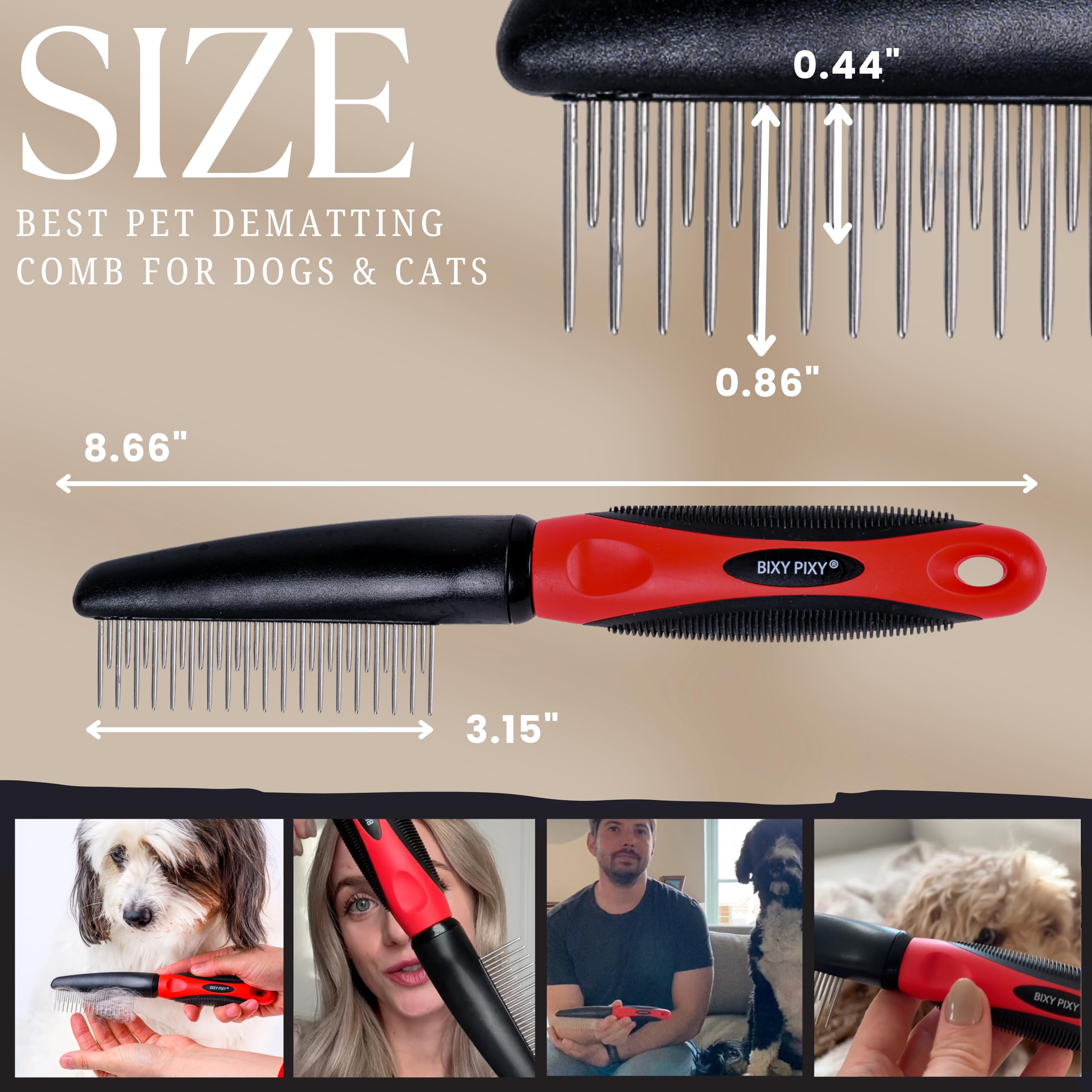Peines para perros para el aseo – Peine giratorio de dientes para el aseo – Peine para gatos de pelo largo – Peine para desenredar perros