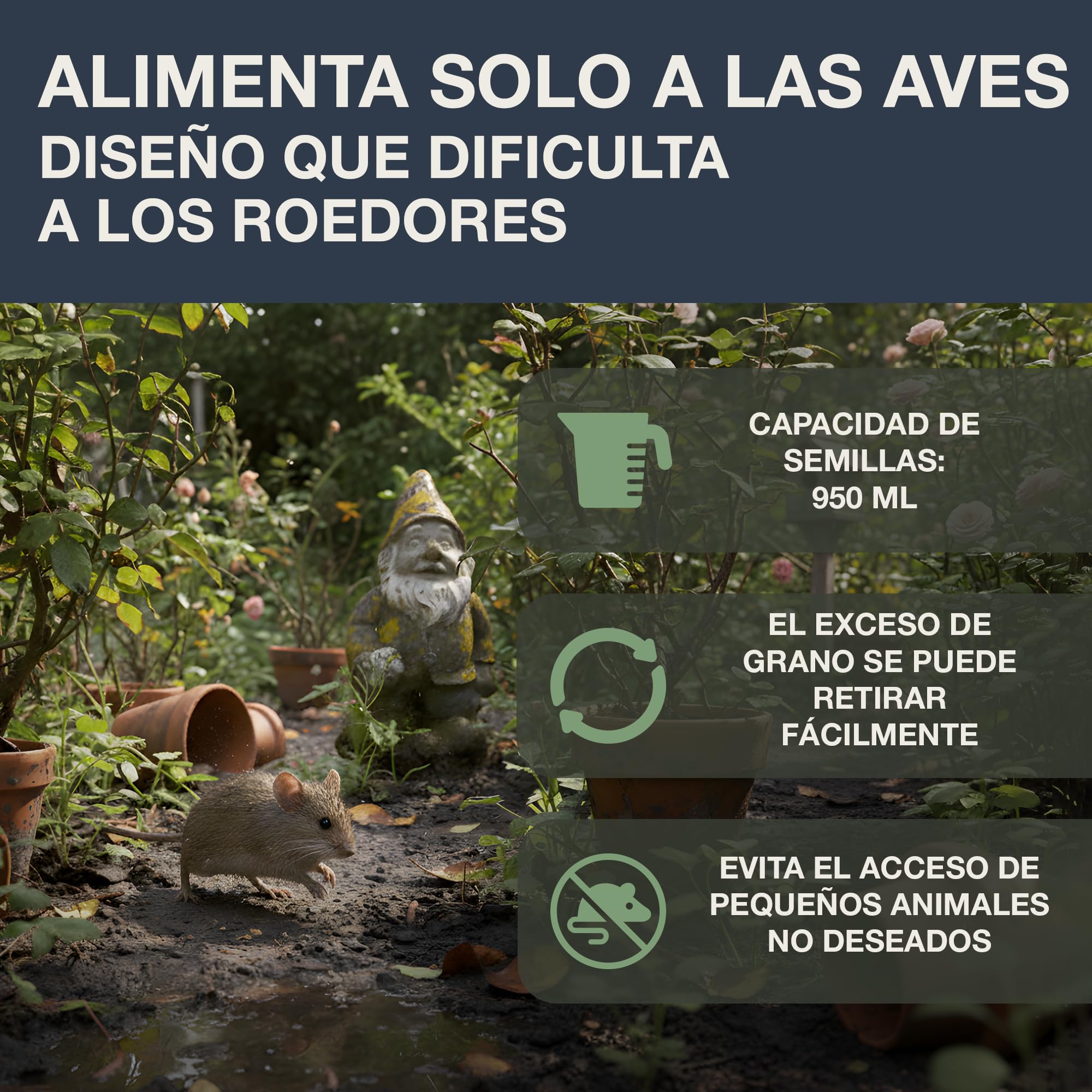 SWISSINNO Comedero para Pájaros Chur Comedero para Aves Resistente a Ardillas de una cámara – Colgante con Base de Aluminio y Doble posadero – ASA + PC duraderos – Fácil de Limpiar y Rellenar