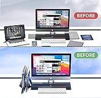 Vista 5 de Soporte vertical para laptop, de plástico, ajustable, para computadora de escritorio, ahorro de espacio, 5 en 1, para todos los MacBook Pro Air