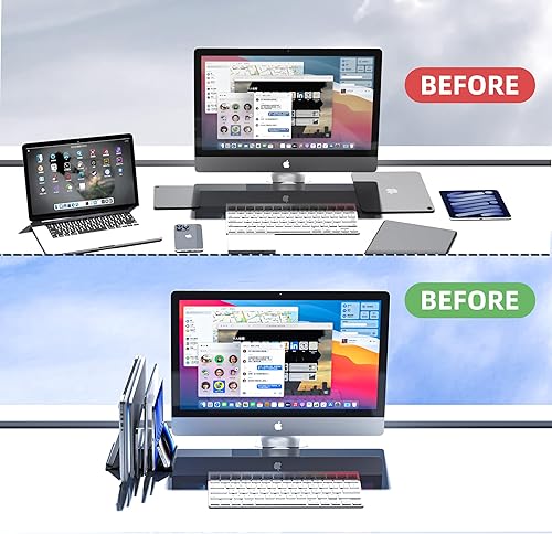 Miniatura 5 de Soporte vertical para laptop, de plástico, ajustable, para computadora de escritorio, ahorro de espacio, 5 en 1, para todos los MacBook Pro Air,