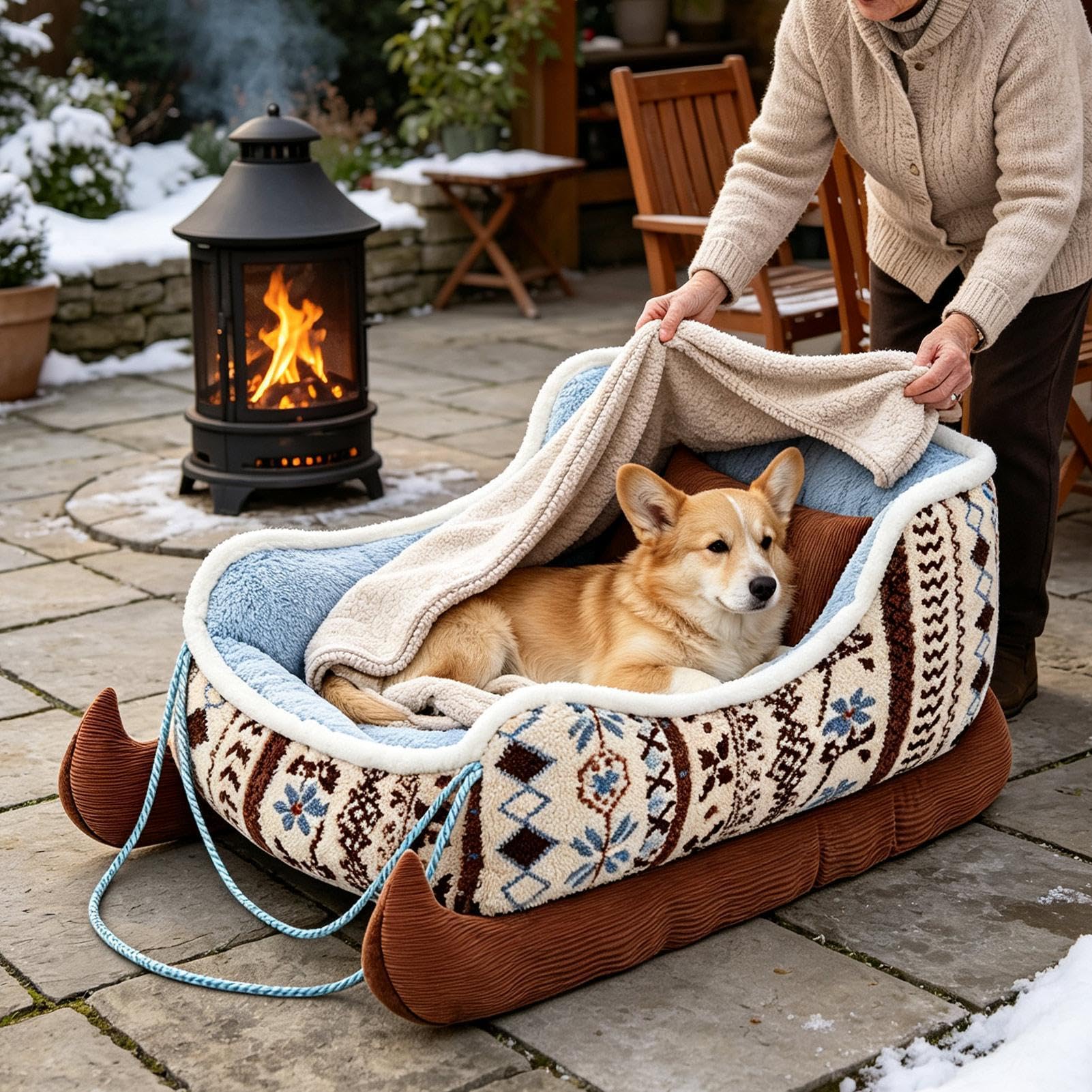 Cama trineo de perro Adorable decoración de temporada, suave y lavable