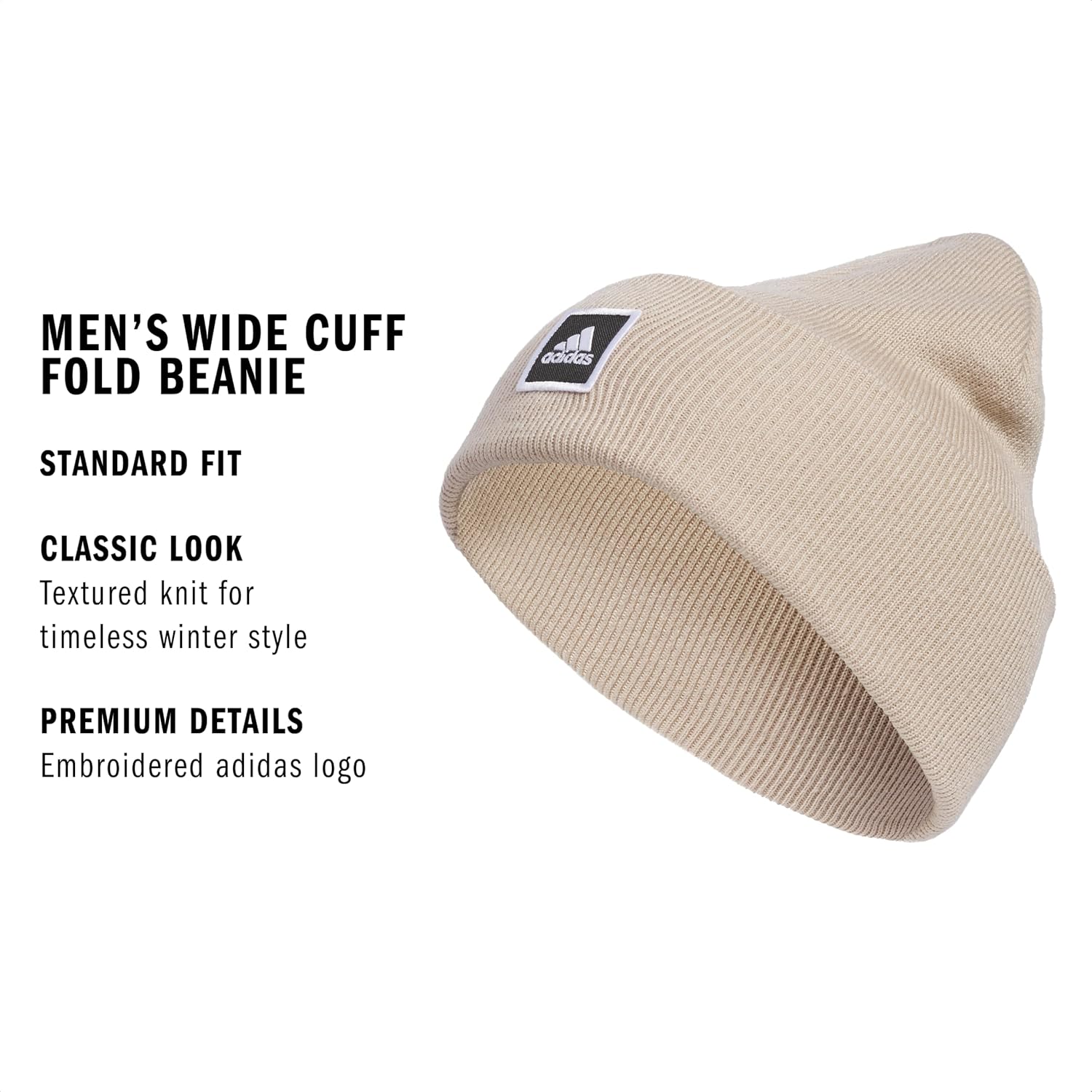 adidas Men's Wide Cuff Fold Fold Beanie Discontinued