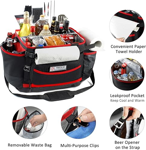 Miniatura 4 de Organizador grande para barbacoa con base dura moldeada, bolsa de utensilios para exteriores compatible con Blackstone para camping, picnic y portón