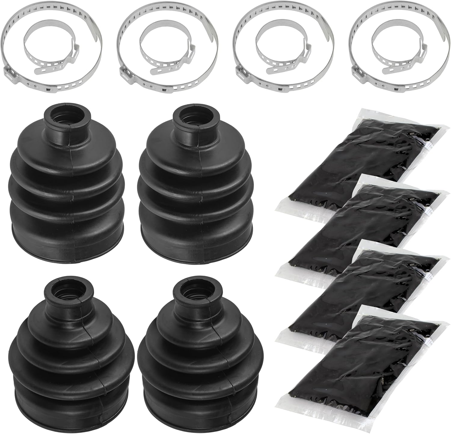 Caltric 2 Front Axle Inner Outer CV Boot Kit for Compatible with Kawasaki Mule 2510 KAF620A 4X4 2000