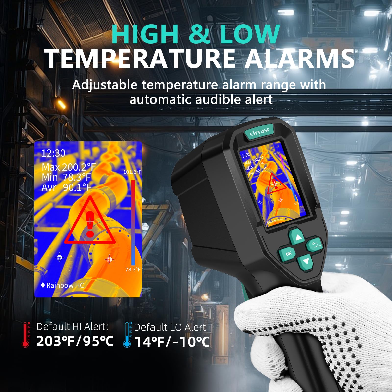Wärmebildkamera, 240×240 IR-Auflösung, 2.4" TFT-LCD, -20℃ bis 550℃, NETD <60mK, 25Hz, bis zu 15h Akkulaufzeit, Tragbare Infrarotkamera für Hauswartung, Leckage Inspektion