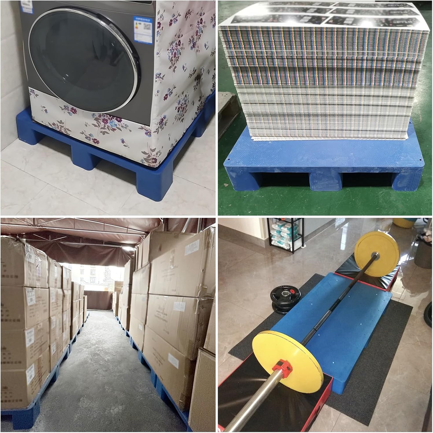 Industrial Paint Bucket Tray Drum Containment Spill Pallet Plastic Pallets, Storage Lightweight Grid Pad, Basement (Color : Blue-1 pcs, Size : 23.6x15.7x4.7IN)