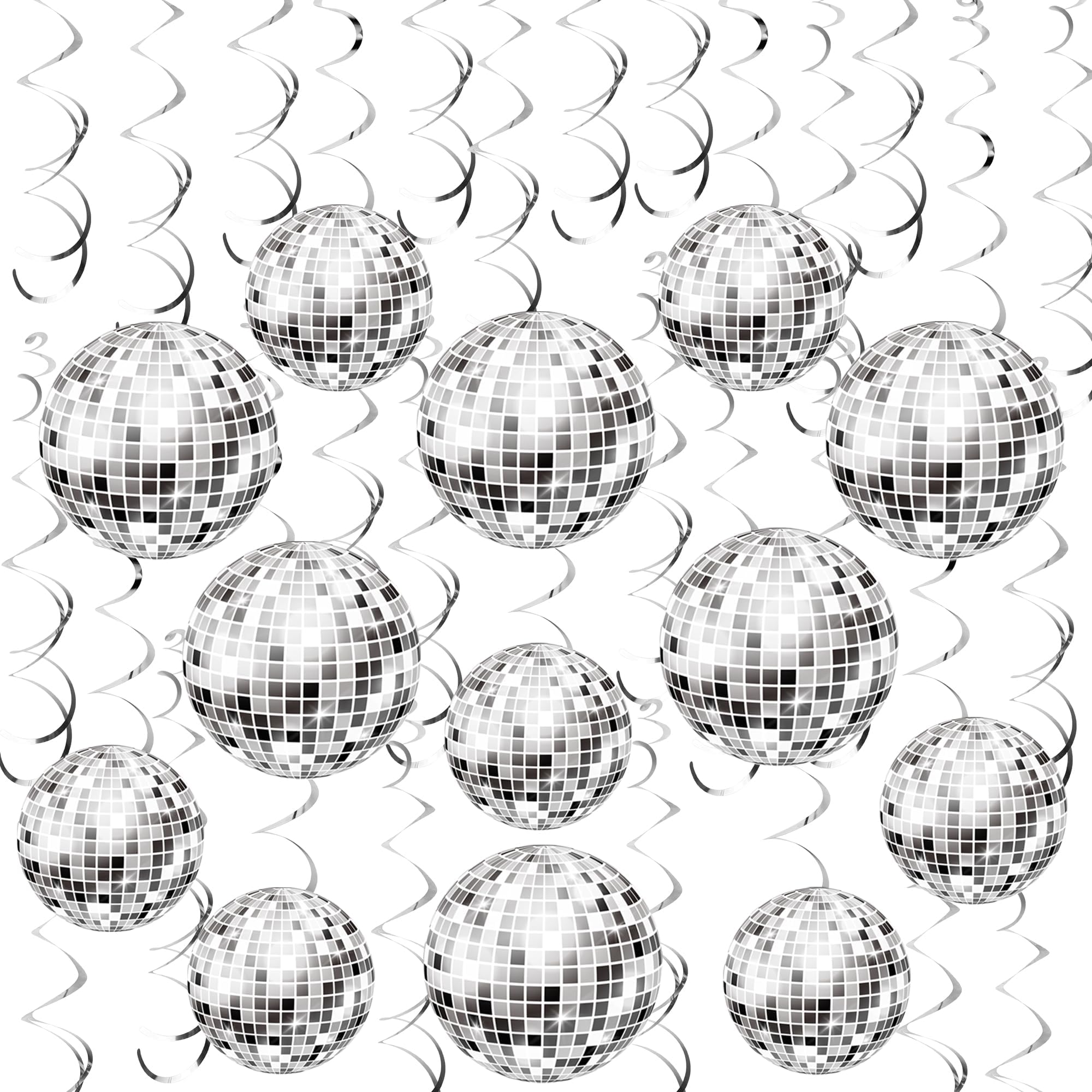 54 Pieces Disco Party Decorations Disco Ball Hanging Swirls 70s Party Hanging Swirls Ceiling Decor for Disco Fever Party 70s Hippie Birthday Party Favors Supplies