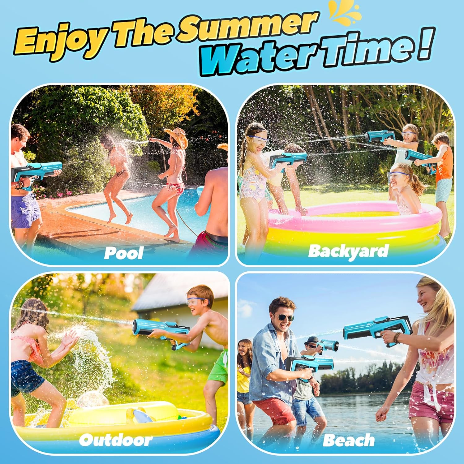 Skirfy Electric Water Guns for Adults Kids, Automatic Water Gun, Battery Powered Waterproof Water Gun, Pool Beach Outdoor Party Toys for Kids Ages 8-12