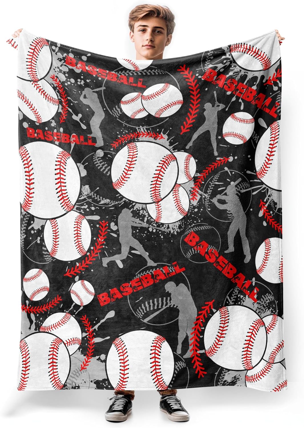 Soft Baseball Blanket for Room Decor Bedding - 60x80 in for Boys and Men