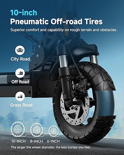 Miniatura 28 de Scooter eléctrico para adultos, motor de 800-1000 W y scooter portátil de pico de 31 MPH, alcance de hasta 31 millas, neumáticos todoterreno de 10