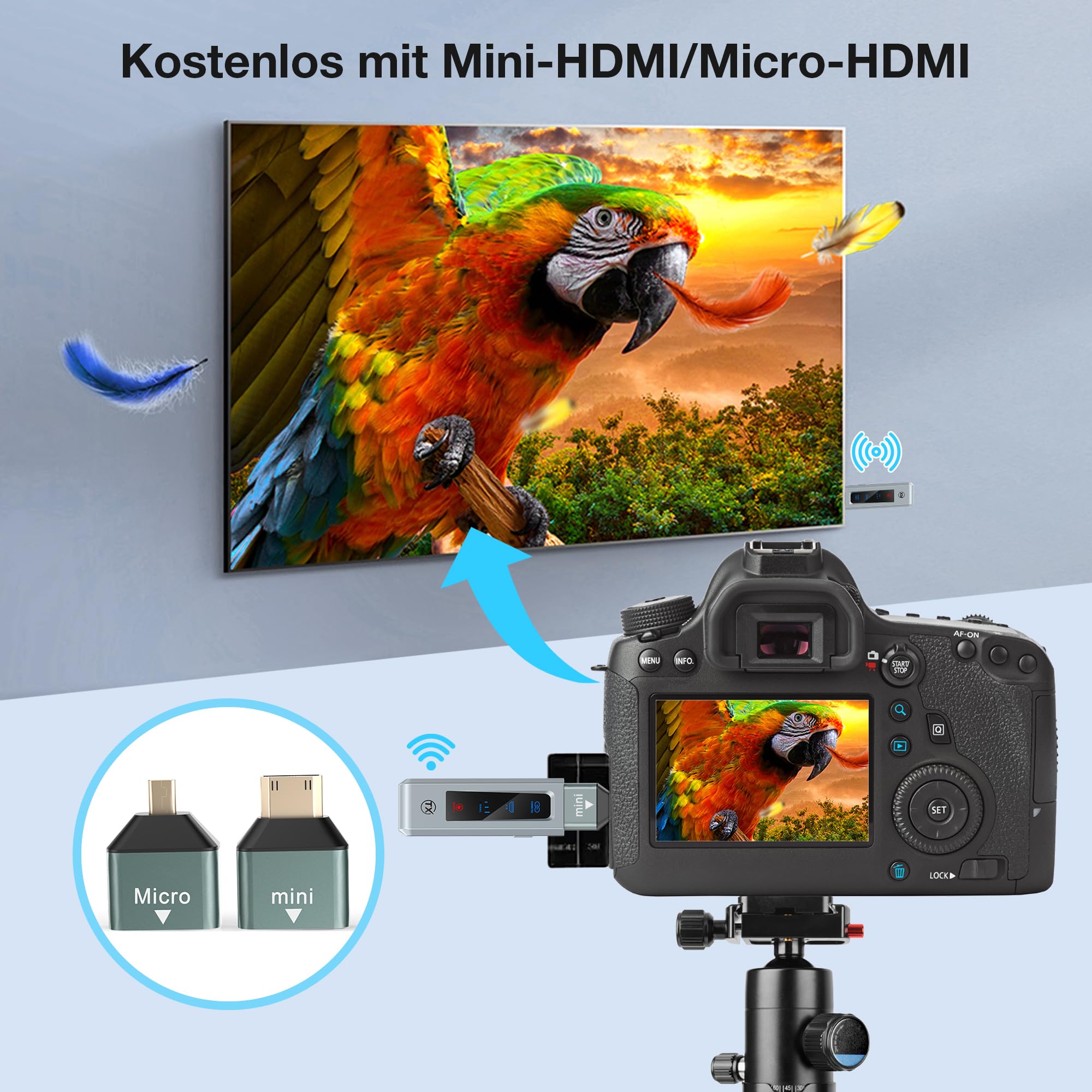 Bezprzewodowy transmiter i odbiornik HDMI, stabilne połączenie, 2,4 G/5 G, z ekranem LED, Plug & Play do strumieniowego przesyłania plików audio z laptopa, komputera PC do HDTV, projektora