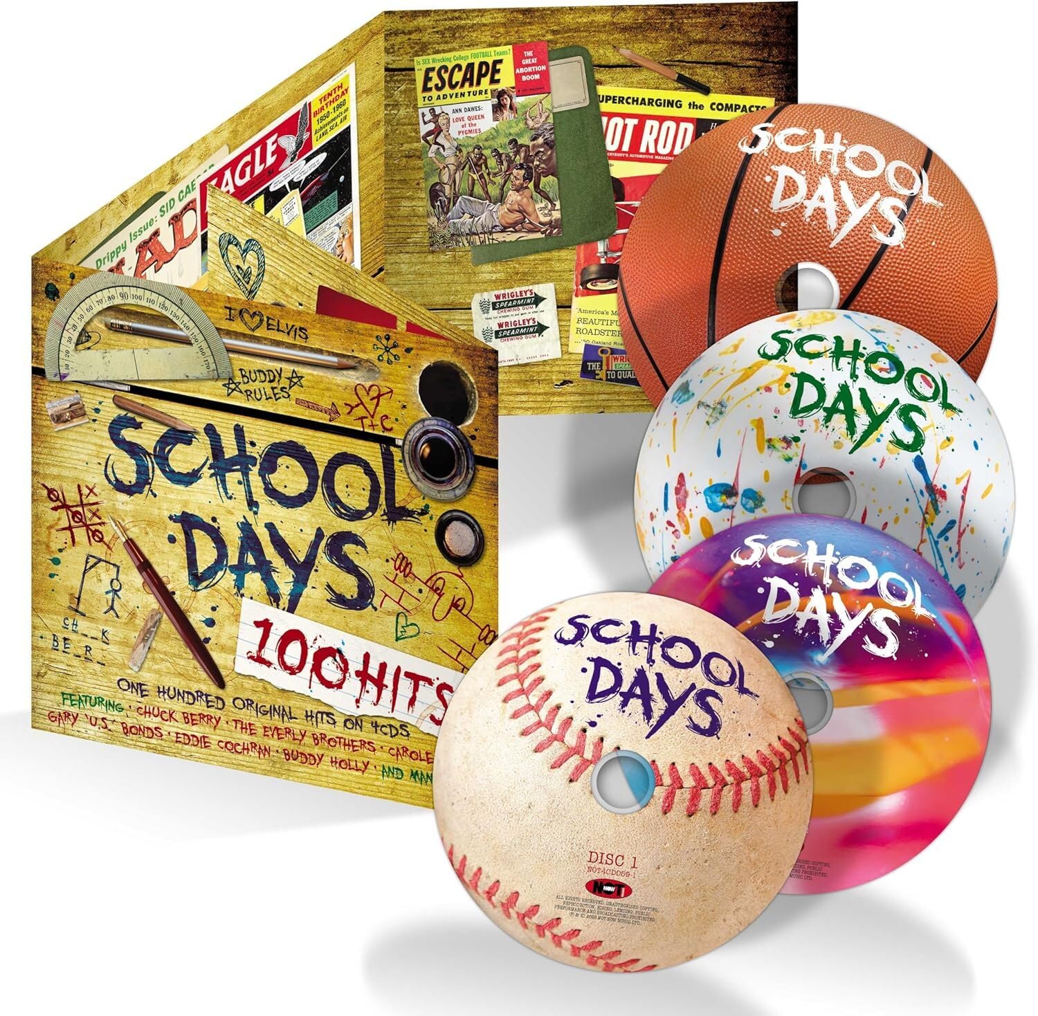 School Days 100 Hits 4-CD NEW SEALED 2026 Bobby Helms/Sam Cooke/Paul Anka+