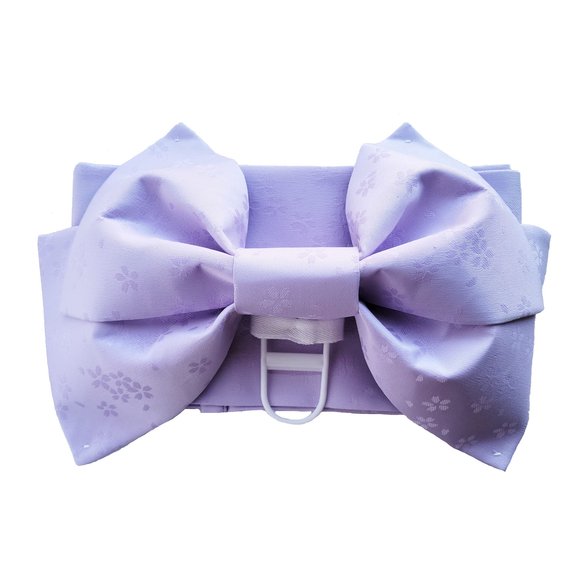 Women's Japanese Obi Belt with Pretied Bow for Yukata and Kimono, Simple Floral Pattern
