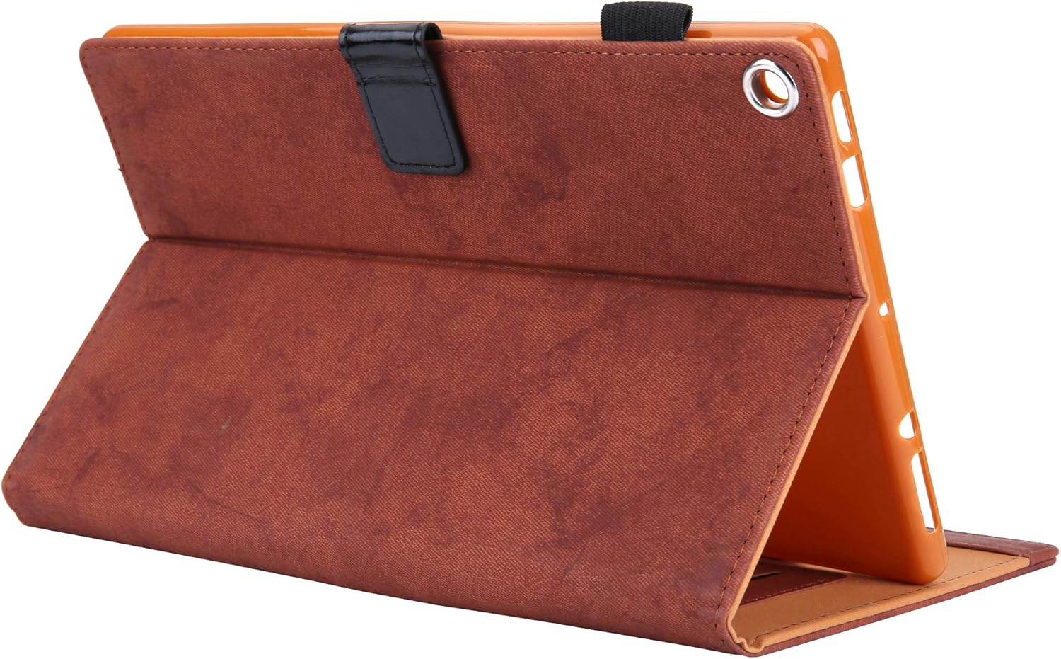 Folding Case for Amazon Fire HD 10 9th/7th/5th Gen, Techcircle Smart Flip [Wake/Sleep] Solid PU Leather Protective Cover for All-New Kindle Fire HD 10.1 inch Tablet 2019/2017/2015 Release, Brown