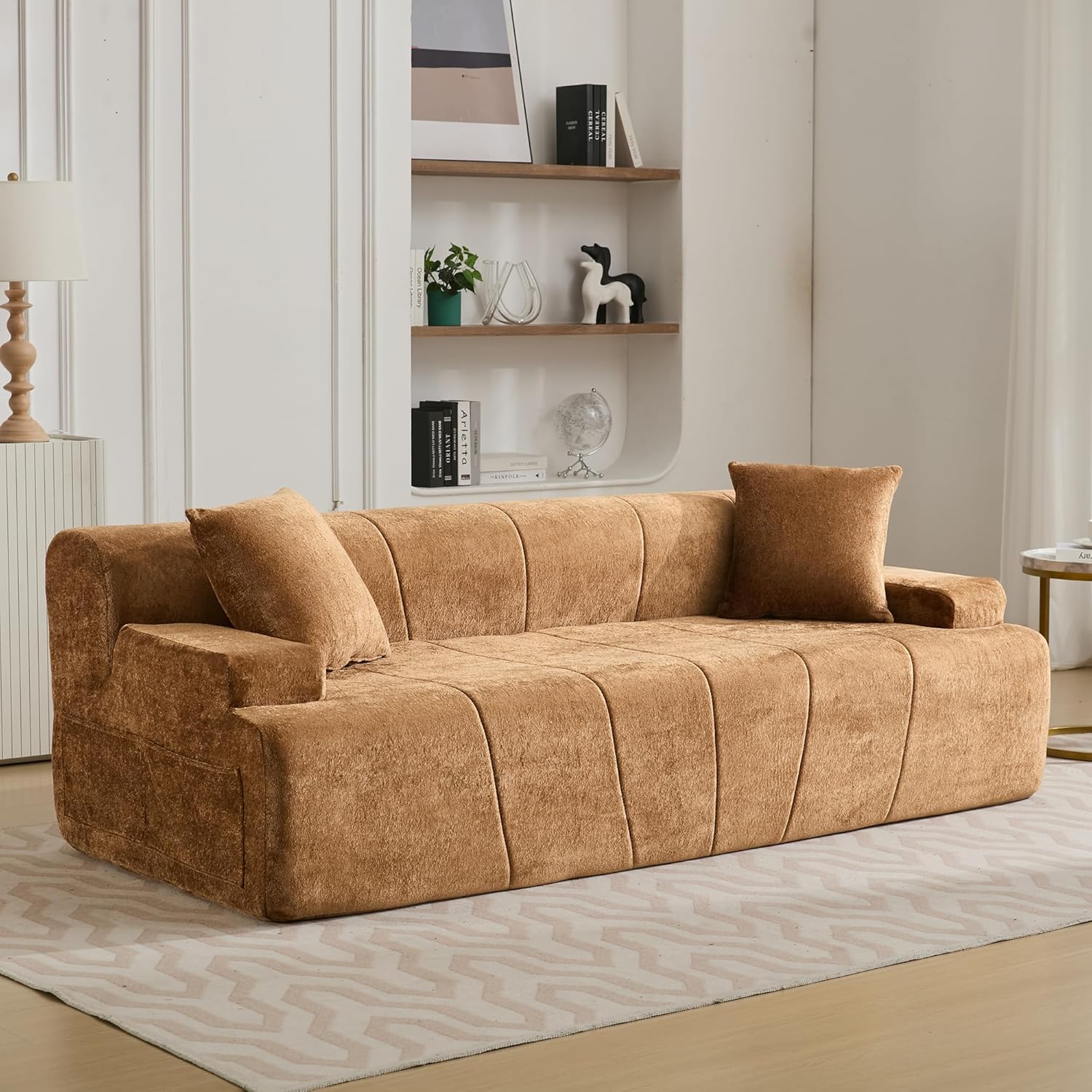83.46'' Loveseat Sofa with High Density Foam Couch and 2 Pillows Included, No Assembly Required, for Small Space (Gray)
