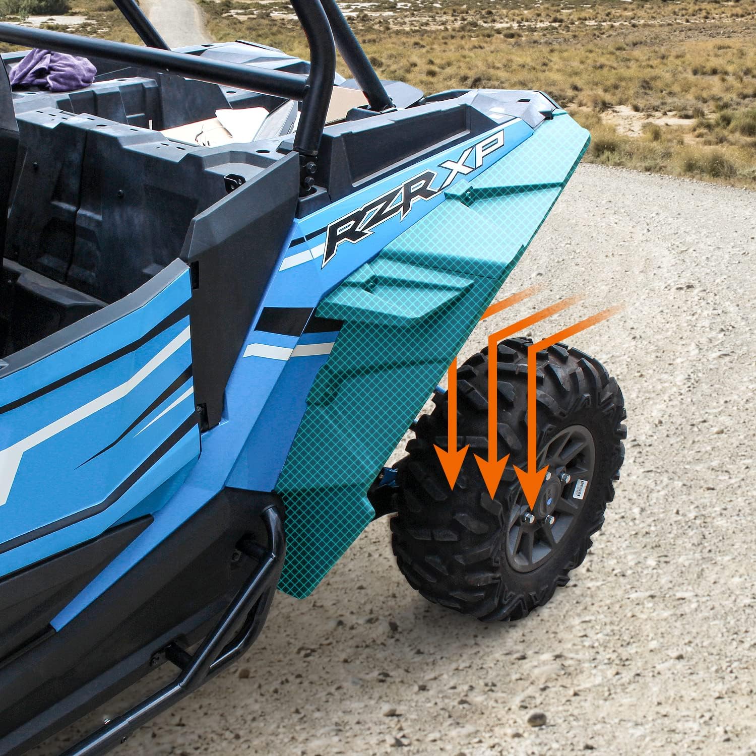 Wider XXL Rear Fender Flares Kit compatible with Polaris RZR XP/XP 4 1000 Accessories 2014-2023 Extended Mud Flaps Extension Mud Guards (4PCS,Left & Right)