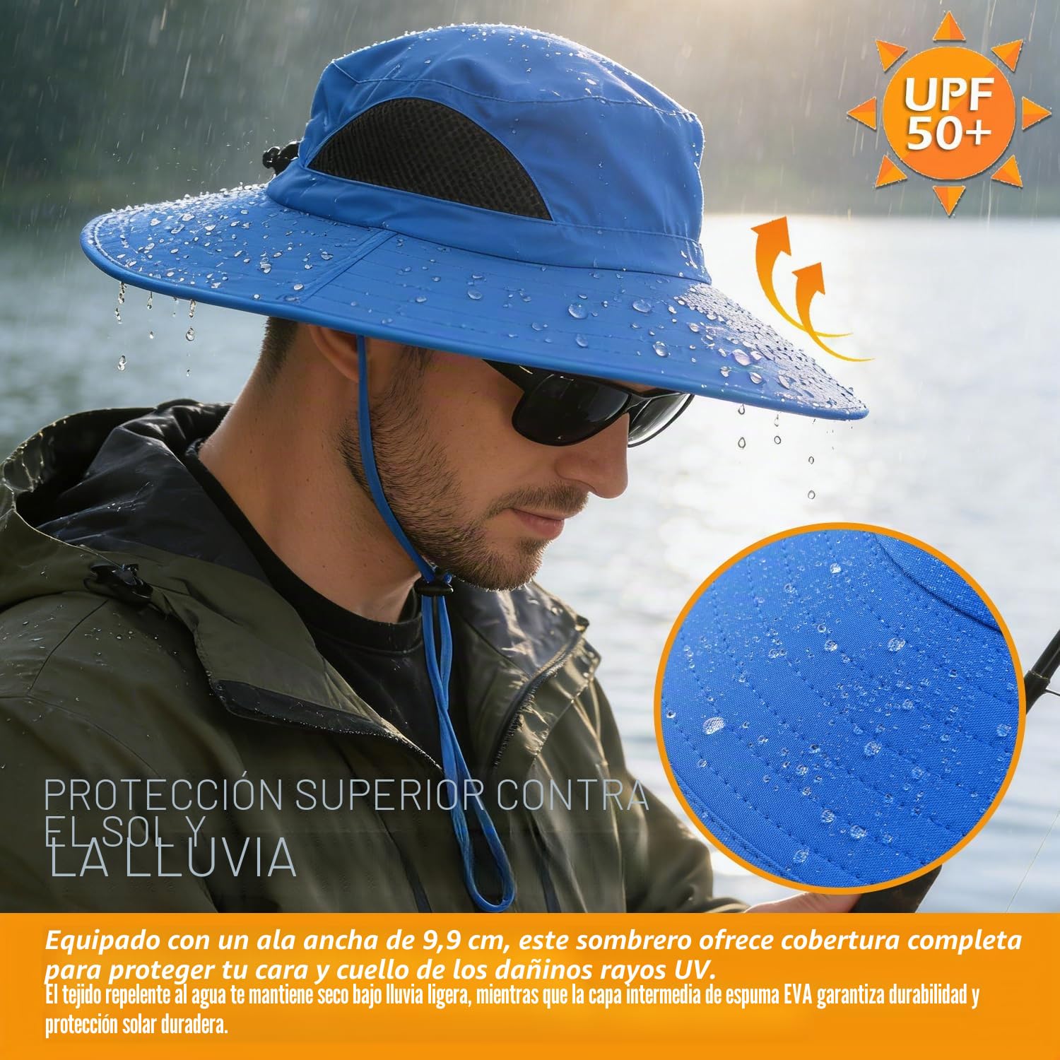 EINSKEY Sombrero Hombre Mujer Verano ala Ancha Protección UV Gorro Pescador Bucket Hat para Safari, Senderismo, Playa, Ciclismo, Montañismo