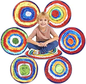 Amazon.com: HiiARug Kids Classroom Rug Crazy Carpet Circle Seats 6pcs ...