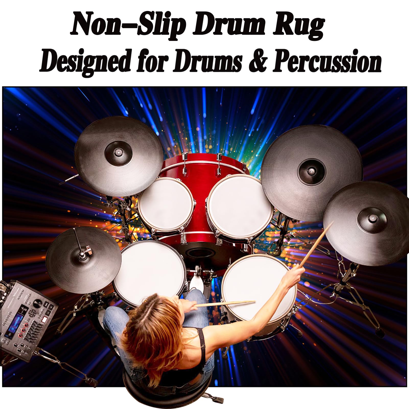 Drum Teppich Schlagzeug Teppich Schallschutz Teppich Schallschutzmatte Professionelle rutschfeste Teppiche Elektronisches Jazz Schlagzeug Kit für Bass Snare Drum Schlagzeugteppich Matte 200 x 170 cm