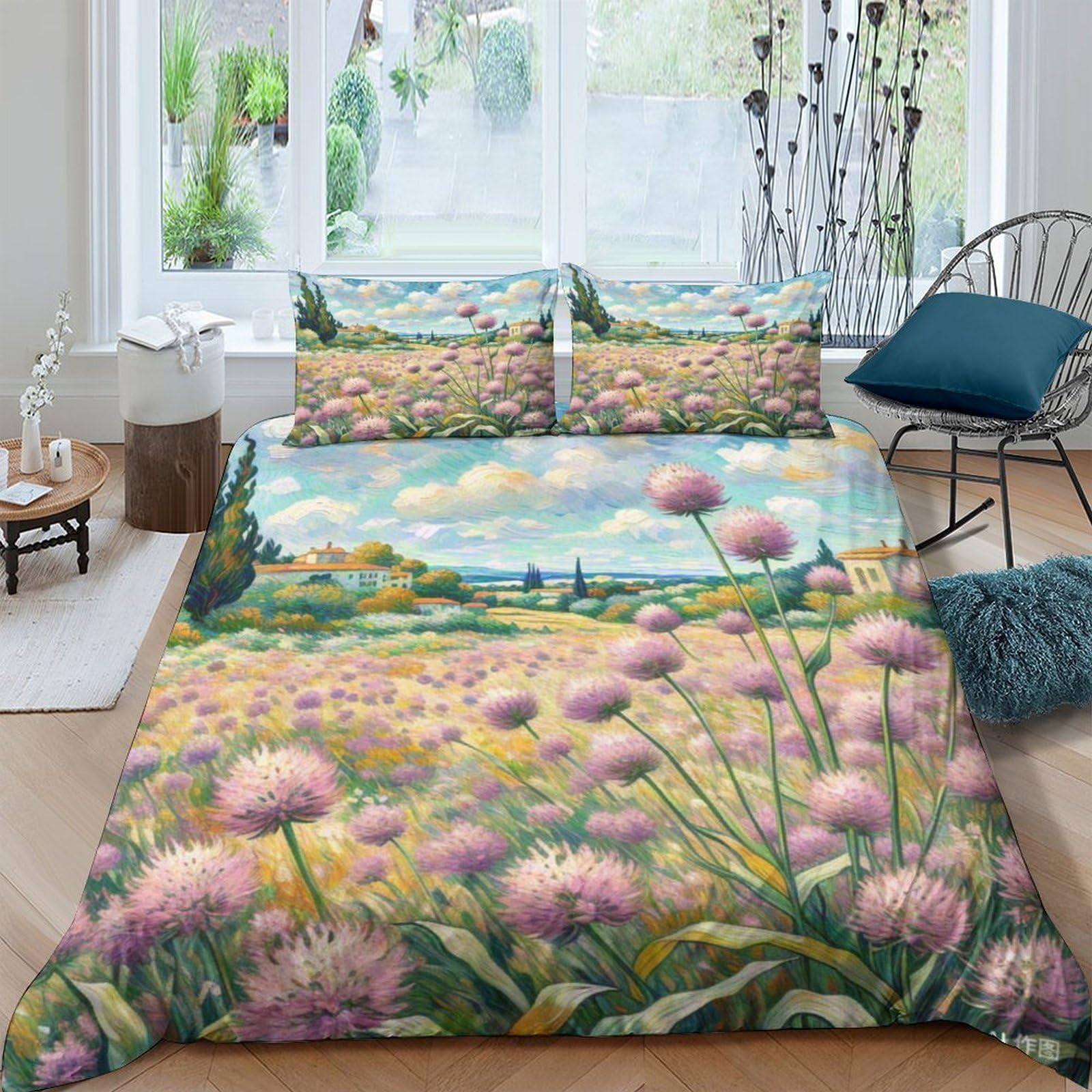 Housse de couette verveine 3D en microfibre douce pour la chambre des ados et enfants